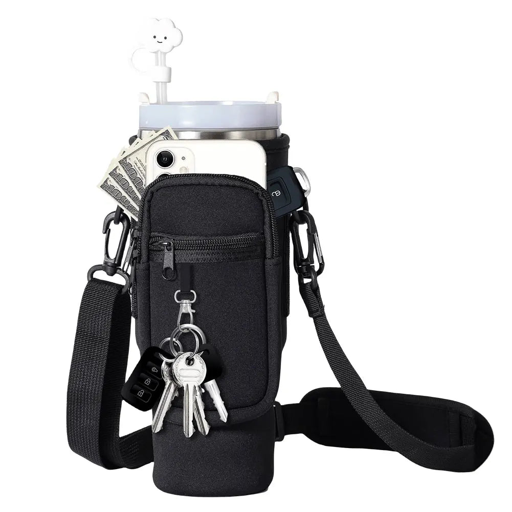 HydroCarry Pro: Adjustable Water Bottle Holder with Multi-Pockets™